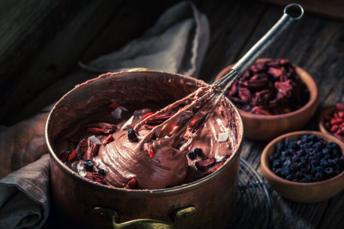 Proteínový dezert s kúskami horkej čokolády