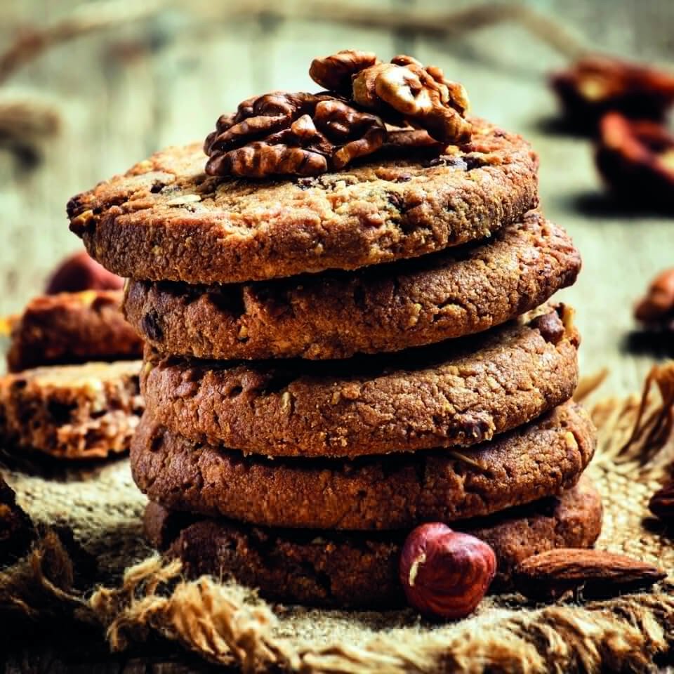 Čokoládovo – orieškové proteínové sušienky