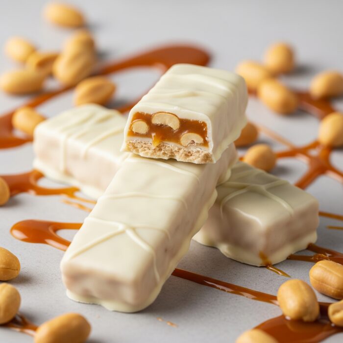 Arašidové karamelové proteínové tyčinky