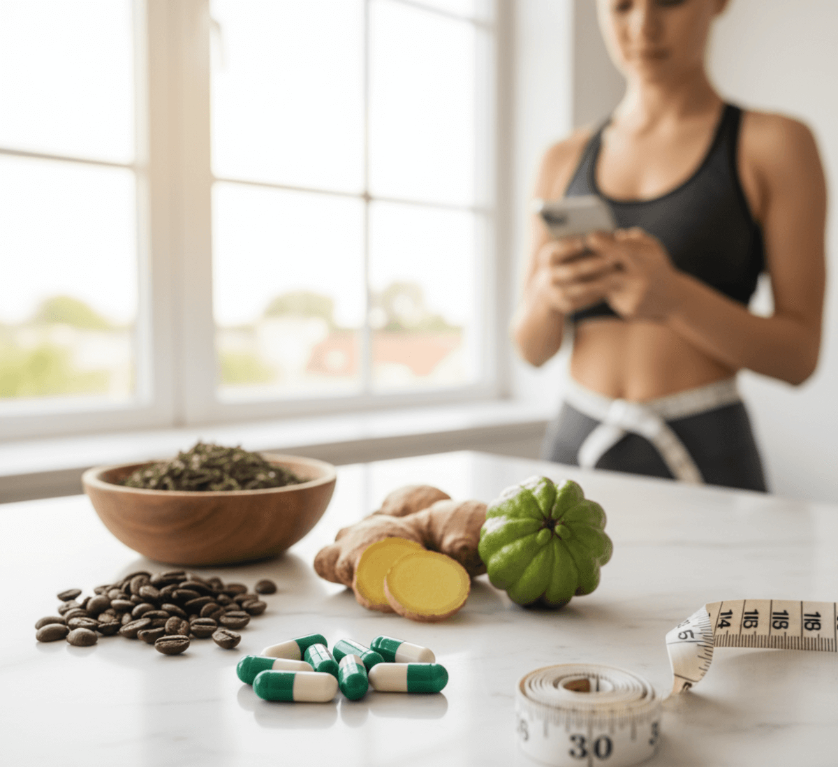 Prírodné spaľovače tuku - zložky ako kofeín, zelený čaj a L-karnitín